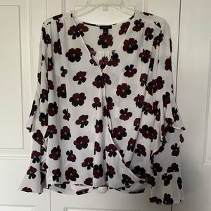 Ann Taylor Blouse - Size M - White/Red/Black
